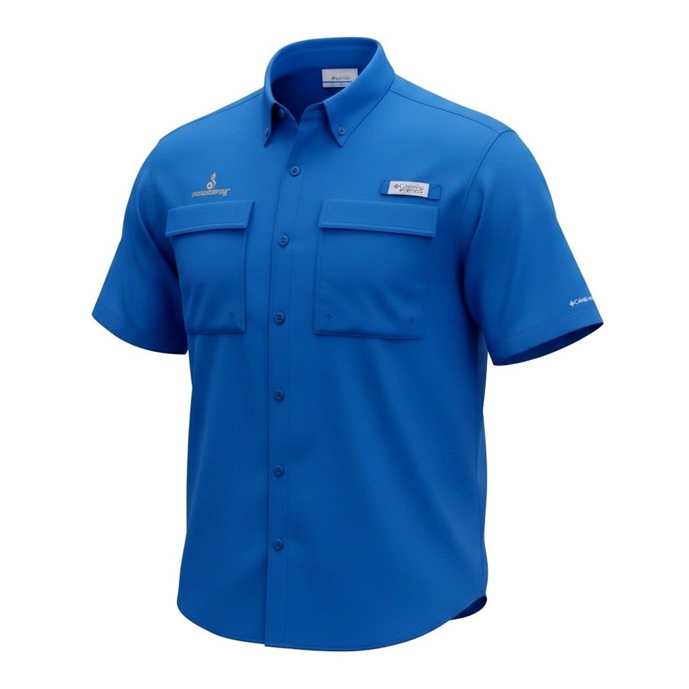 Columbia PFG Tamiami II Short Sleeve Mens Large Blue Streamsong Fishing Shirt
